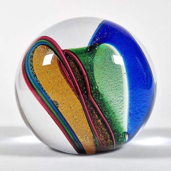 Glass Eye Studio Dichroic Infinity Paperweight Glitter Rainbow Seattle 3 inch - Picture 3 of 12